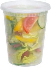6 Pack 24oz Round Plastic Containers with Lids