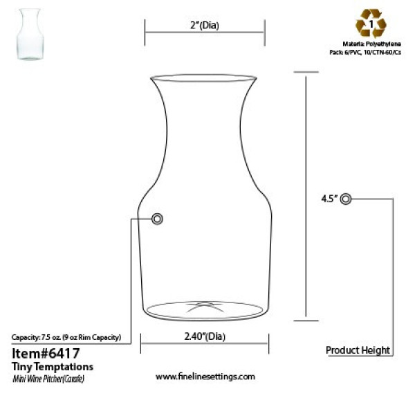 7.5 oz. Clear Disposable Plastic Mini Wine Carafes (60 Carafes)