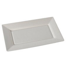 75 Pack 12" x 7.5" Rectangular Bagasse Biodegradable White Disposable Serving Trays/Plates