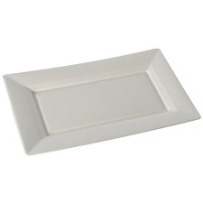 75 Pack 13" x 8" Rectangular Bagasse Biodegradable White Disposable Serving Trays/Plates