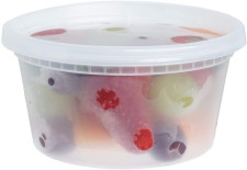 8 Pack 12oz Round Plastic Containers with Lids
