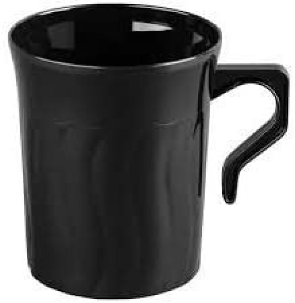 8 Pack 8oz Plastic Black Coffee Mugs