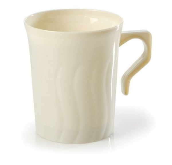 8 Pack 8oz Plastic Bone (Ivory) Coffee Mugs