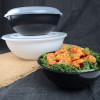 Black Round Eco Friendly Plastic Serving Bowl Smooth Design