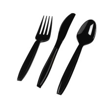 Combo Cutlery Set 51 Pack Black/White - Forks, Spoons, Knives (17 of Each)