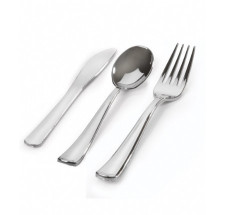 Combo Silver Cutlery Set 24 Pack - Spoons, Forks, Knives (8 of Each)