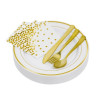 Full White and Gold Plastic Party Table Setting Set ~ Serves 25 Guests