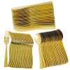 Full White and Gold Plastic Party Table Setting Set ~ Serves 25 Guests