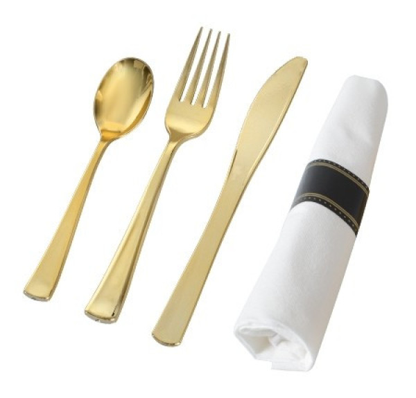 Napkin Roll - Gold Fork, Knife & Spoon