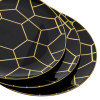 Pack of 20 7.5" Hexagon Designed Plastic Plates Black and Gold