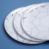 Pack of 20 7.5" Hexagon Designed Plastic Plates White and Silver