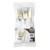 Pack of 7 Sets Full Cutlery Pockets Gold - Spoons, Forks, Knives, Napkin