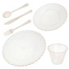 72 Pcs Hard Plastic Dinner Party Sets ~ Gold Glitter Cups Cutlery Dinner & Dessert Plates for 12 Guests