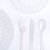 150 Pcs Plastic Silver Dinnerware Set  ~ Plates Cutlery & Cups Combo for 25 Guests Glittered Sliver