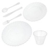 150 Pcs Plastic Silver Dinnerware Set  ~ Plates Cutlery & Cups Combo for 25 Guests Glittered Sliver