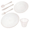 150 Pcs Plastic Dinnerware Set ~ Glittered Dinner Party Sets ~ Plates Cutlery & Cups Combo for 25 Guests Glittered Rose Gold