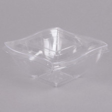 PETE Clear Lid for Square Plastic Waved Designed Serving Bowls