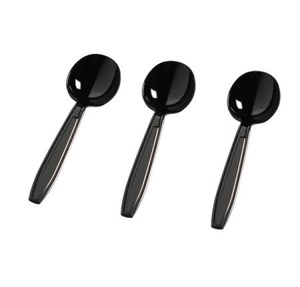 Soup Spoons 50 Pack Black/Clear/White
