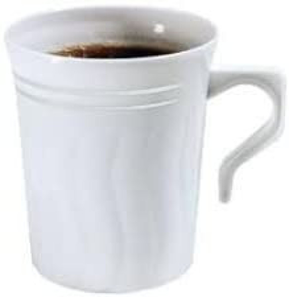 8 Pack 8oz Plastic White Coffee Mugs