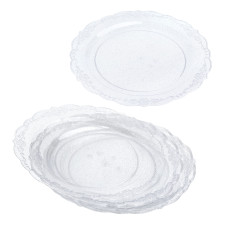 Pack of 10 Glittered Silver "10 Plastic Party Plates 25cm