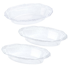 Pack of 10 Glittered Silver 6oz Plastic Mini Dessert Bowls