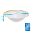 Pack of 10 Hard Plastic 10oz Bowls - White with Gold Polka Dots - Lightweight and Perfect for Parties and Soups