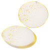 Pack of 10 Hard Plastic Dinner Plates 10" - Ivory Cream with Gold Polka Dots - Lightweight and Versatile
