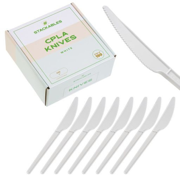 Pack of 150 6"  White CPLA Disposable Knives