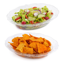 Pack of 3 Glittered Silver 29oz Plastic Party Serving Bowls